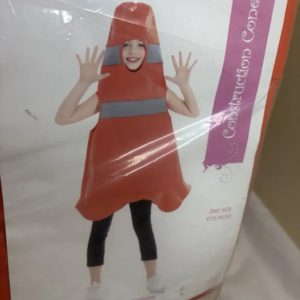 Construction Cone Costume Kids Youth Size 8/10 Orange Traffic Cone Halloween